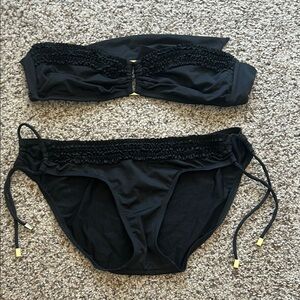 Kenneth Cole Reaction Black and Gold Bikini Set